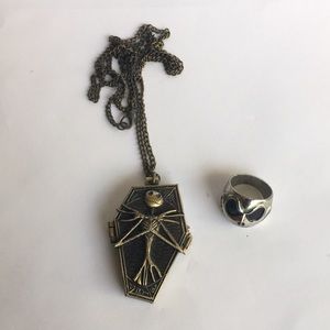 Disney jack skellington locket and ring set